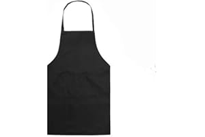 Bonnin Kids Plain Apron with Front Pocket for Drawing, Painting, Baking, Cooking Party Favors.