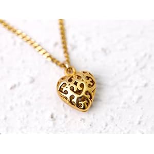 Zierliche Herz-Kette gold/ romantische kurze Kette mit Herz: Vergoldete 925er Sterling-Silber Kette mit einem orientalischen Filigran-Herzchen