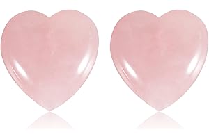 Soulnioi Healing Crytsal Natural Energy Crystal Heart Shape Love Stone Pocket Stone for Yoga Reiki Meditation (Rose Quartz Crystal_2)