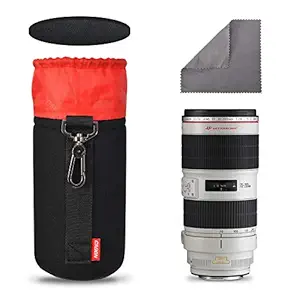 CADeN Camera Lens Bag Metal Hook of 7.5MM Thick Neoprene Soft Plush Lens Case 4th Generation Lens Bag(L)