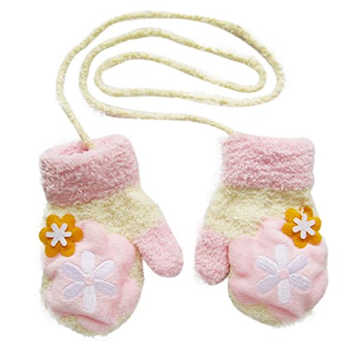Kids Winter Gloves, Koly® Newborn Unisex Baby Warm Cartoon Coral Velvet Fleece Gloves (Pink)