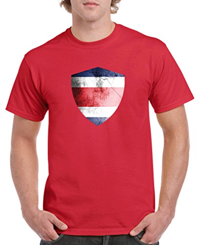 Comedy Shirts – Costa Rica Trikot – Wappen: Groß – Wunsch – Herren T-Shirt – Rot / Weiss Gr. M