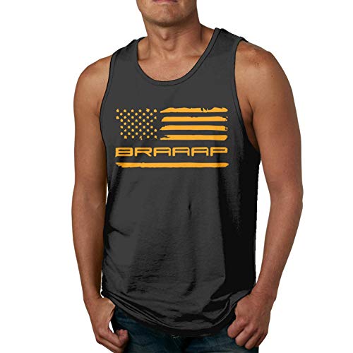 Cute Pink Piglet Hombres Braaap Motocross Dirt Bike American Flag-1 Bodybuilding Impreso Tank Top Dry Fit Underwaist para Correr
