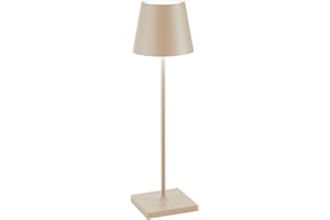Zafferano, Lampa Poldina Pro, Bezprzewodowa Zasilana Akumulatorowo Lampa Stołowa ze Sterowaniem Dotykowym, Również do Użytku Zewnętrznego, Ściemniacz, 2200-3000 K, Wysokość 38 cm, Kolor Piaskowy