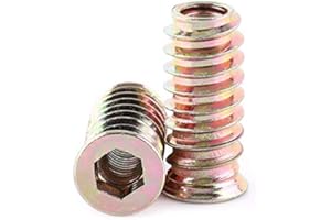 ESTINK Tuerca para Madera M6, 20Pcs Insertos de Acero al Carbono con Rosca Hembra para Muebles, Tuerca Embutir (M6 x 25 mm)