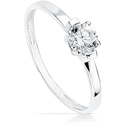 Solitario de Compromiso Mujer Oro Blanco 18 kilates Anillo Joya Neptuno