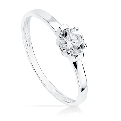 Solitario de Compromiso Mujer Oro Blanco 18 kilates Anillo Joya Neptuno