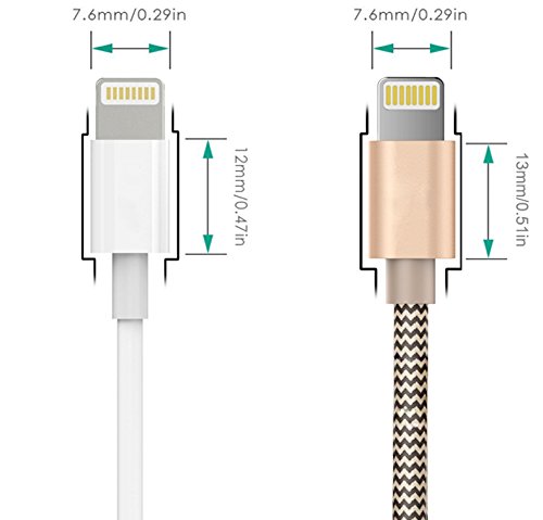 OTISA iPhone Charger Cable [2-Pack 1.5m] Nylon Braided Lightning Cable
for iPhone 7/SE/6s/6/5/5c/5s, iPad, iPod-Gold