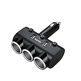 NATOL Cigarette Lighter Adapter, 12V/24V 3-Socket Car Charger Cigarette Lighter 