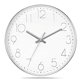 XJYA 12 Zoll Modern Quartz Lautlos Wanduhr mit Arabisch Ziffer Wanduhren Ohne Ticken Wohnaccessoires Deko wanduhr Vintage,C