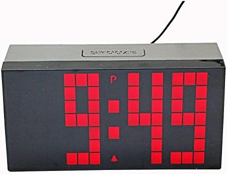 LambTown Large Modern Silent LED Digital Alarm Clock Non Ticking Bedside Clock Multifunction with Calendar Thermometer Snooze Nightlight Red
