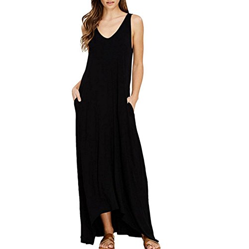 Women Dresses Casual Summer Loose Long Dress With Pocket Beach