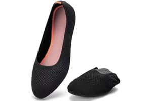Puxowe Damen Strick-Ballerinas mit Rundkappe Flache Slip-On Schuhe Superweich für Komfort Bequem für Spaziergänge Niedriger Keilabsatz Lässiger Stil