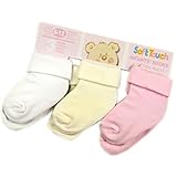 Quality cotton roll down baby socks by Soft Touch - girls and boys - Size Pink Mixed - 6-12 Months