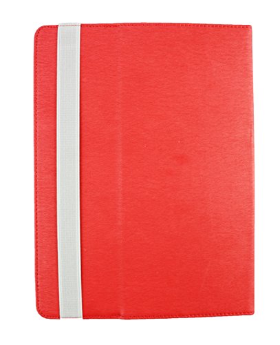 Emartbuy® Alcatel OneTouch Pixi 3 10 Zoll Tablet Universal ( 9 – 10 Zoll ) Rot Premium PU Leder Multi-Angle Exekutive Folio Geldbörse Tasche Hülle Grey Innenraum mit Kartensteckplätze + Rot Eingabestift - 7