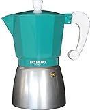 Asa ergonómica y aislante Bastilipo Colori-3 Cafetera, Aluminio, Esmeralda