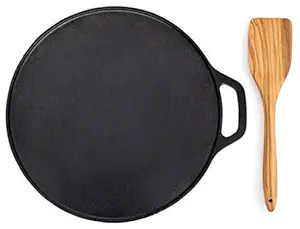 Lunchlab Pre-Seasoned Cast Iron Dosa Tawa with Single Handle (12 Inches)