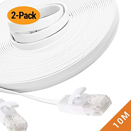 EXINOZ® Ethernet UTP CAT6 red Cable de conexión plano | para Google WiFi, routers, servidores y transferencia de datos | totalmente de alta velocidad cobre plomo