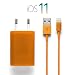 Produktbild iprotect Ladekabel + Netzteil Set für Apple iPhone 5 5s 5c SE, iPhone 6 6 Plus 6s 6s Plus, iPhone 7 7 Plus, iPhone 8 8 Plus, iPhone X XS XR, iPad in Orange