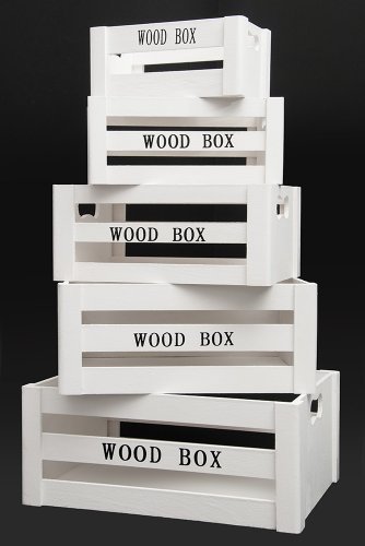 Aufbewahrungsbox "Vintage" Holzkisten 5er Set weiss Holzboxen Holzkiste Dekokiste Deko Weinkiste Box Kiste Kisten Boxen Aufbewahrung Regal