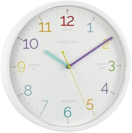 London Clock Co 30 cm Kids Tell The Time Wall Clock White