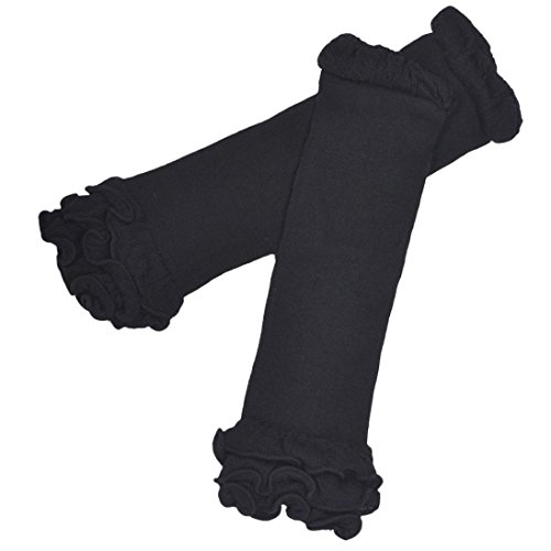 Koly Kids Girls Candy Color Kneepad Socks Leg Warmer Cotton Leggings (Black)