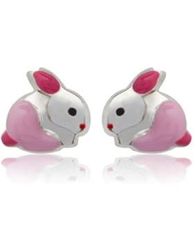 Unique 925 Silber Kinderohrstecker Hase pink KE0032
