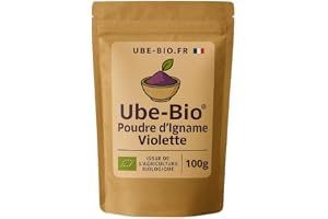 Ekologiskt ubepulver 100 g, naturlig lila yam (Dioscorea Alata): utan tillsatser, vegansk och glutenfri. Supermat rik på antioxidanter och fibrer