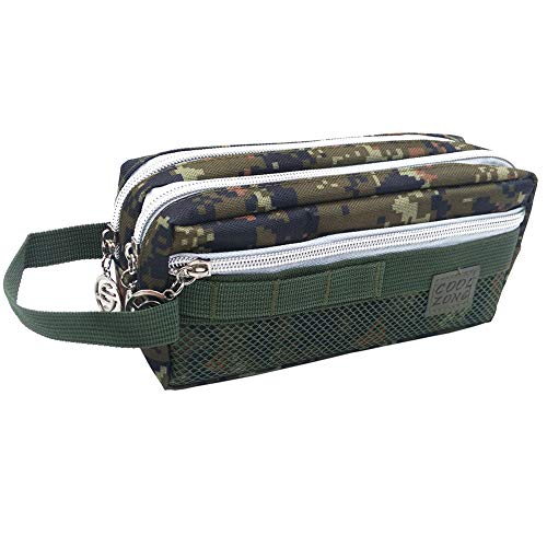 VLUNT Trousse Scolaire Garcon, Grande Capacité Camouflage Trousse à Crayons Zipper Sac à Stylos , Vert