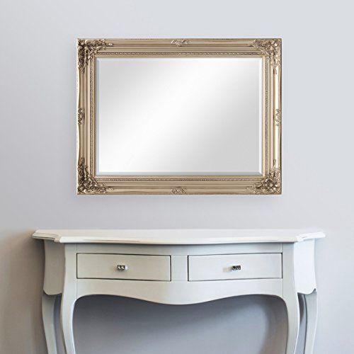 Wand-Spiegel im Barock-Rahmen Antik Silber mit Facettenschliff 64×84 cm / Spiegelfläche 50×70 cm - 6