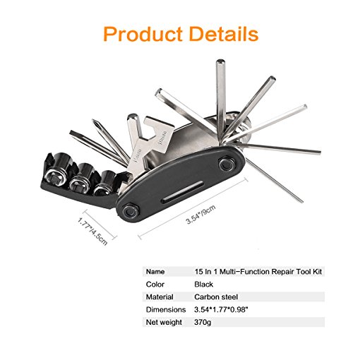 Fahrrad Reparatur Set, mini Fahrradpumpe + Sechswinkel Schraubendreher Schraubenschlüssel + Fahrradreifen Flickzeuge - 5