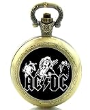 ACDC AC DC Quarzuhr mit Halskette, analog, Bronze-Effekt, in Geschenkbox und gratis Ersatzakku