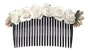 Aatira Hair Comb Clip Flower Comb Clips For Hair Side Pin Comb Pin Juda Pin Hair Accessories For Women, White