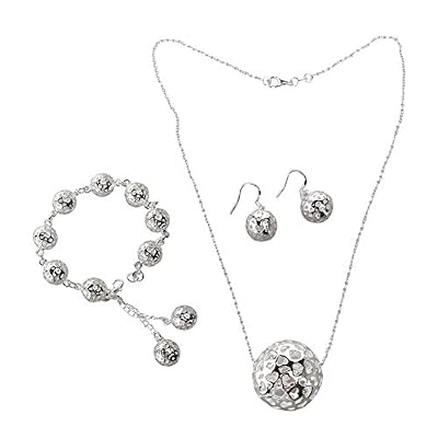 NUOLUX Boule de femmes en forme de bijoux Set Bracelet Collier boucles d'oreilles (argent)