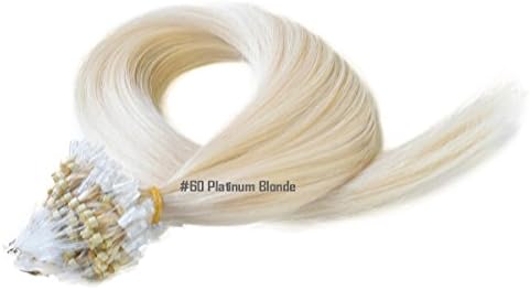 Micro Loop Ring Remy Human Hair Extensions-#60 Platinum Blonde-0.8g*20 strands-Grade AAA