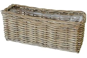 KLOCKE PFLANZGEFÄßE High-quality and stable plant box with foil – natural plant basket willow / square wicker basket / flower basket – natural – indoor and outdoor (small: length 40 cm)