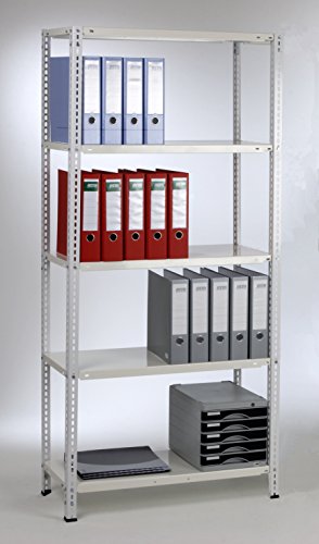 Grundregal 180x80x35 cm, 5 Böden, 60kg, weiß, Marke: Szagato (Kellerregal Lagerregal Büroregal Schraubregal)