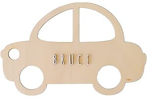 nagu® Auto. Nomi in Legno Personalizzati | Targhetta in Legno da Appendere, Include Lettere Autoadesive | Lettere Decorative in Legno | Lettere Decorative in Legno | Nome in Legno Personalizzato