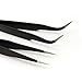 2 Pcs Nail Art Rhinestones Eyelashes Extension Straight & Curved Tips Tweezers Tool Set Make Up Tool Black