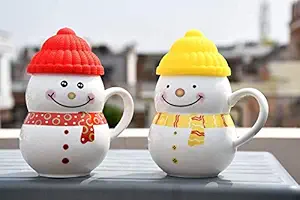 Tilak Venture 1 Piece Premium Ceramic Snowman Cup with Silicone Lid Cover, Best Coffee and Tea Cup Mug for Kids Boys and Girls - 300 ml (Multicolor) (1)