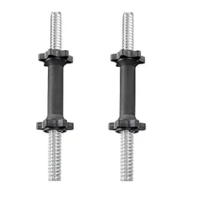 Aurion 14 Inch Dumbbell Rods With Fibre Grip With Locks (Set Of 2)