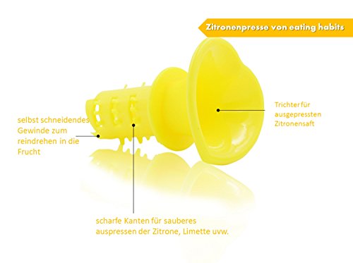 Zitronenpresse in gelb | Entsafter für Zitronen, Limetten | Saftpresse | Zitruspresse | Citruspresse mit premium Qualität & Marke eating habits - 4