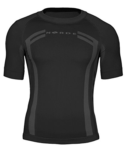 NORDE Herren Funktionswäsche Thermoaktiv Atmungsaktiv Base Layer Kurzarm Outdoor Radsport Running