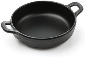 HENDI Recipiente mini para presentar y servir alimentos, cacerola, cazuela, fuente de presentación, bandeja para servir comida, no apto para hornos ni microondas, 150x115x(H) 37mm, melamina, negro