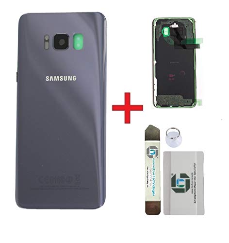 iTG® Premium Juego de Reparación de la Cubierta de la Batería para Samsung Galaxy S8 Gris (Orchid Grey) – Samsung Panel Trasero Original para SM-G950F + 3M Adhesivo precortado + Herramientas