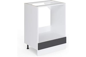 Vicco mobile per forno da incasso R-line, Antracite lucido/Bianco, 60 cm senza piano di lavoro