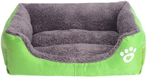 Yihya Washable Cute Green Square Soft Warm Pet Puppy Cat Sleeping Bed Doggy Dog House Cushion Basket (Medium: 58*45*14cm )