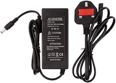 5A Power Adaptor + 8 Ways Power Splitter AC 100-240V ro DC 12V Regulated Uk Plug Power Supply 13A Fuse 8 Ways 5.5x2.1MM for LED Strip Lights DVR NVR Security Home System Cameras 60W