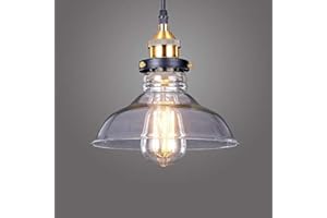 GLIGHONE Lightess Lámpara de Techo Colgante Cristal Lámpara Vintage Rústico Industrial E27 No Incluye Bombilla Iluminación para Comedor, Restaurante, Dormitorio, Transparente