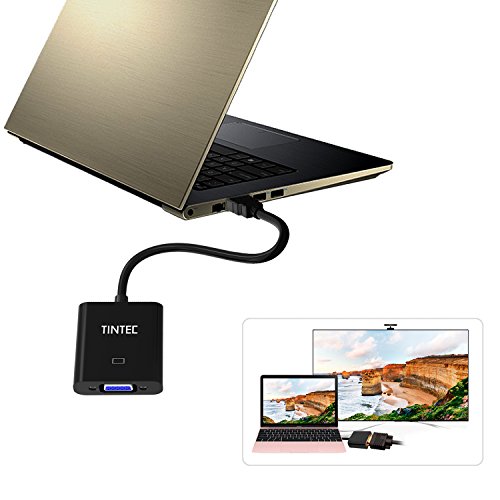 HDMI auf VGA, Tintec Vergoldete 1080P Aktiv HDMI zu VGA mit Audio Übertragung Adapter Konventer Kabel Cabel – Schwarz - 7